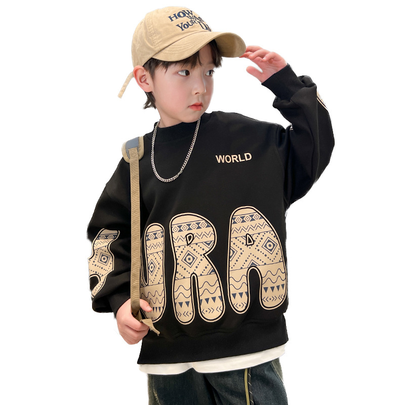 Drengetøjsmærke hættetrøje 2024 ny forårstop, mellemstørrelse børns efterårstøj, trendy og eksplosiv street style_voghion.com