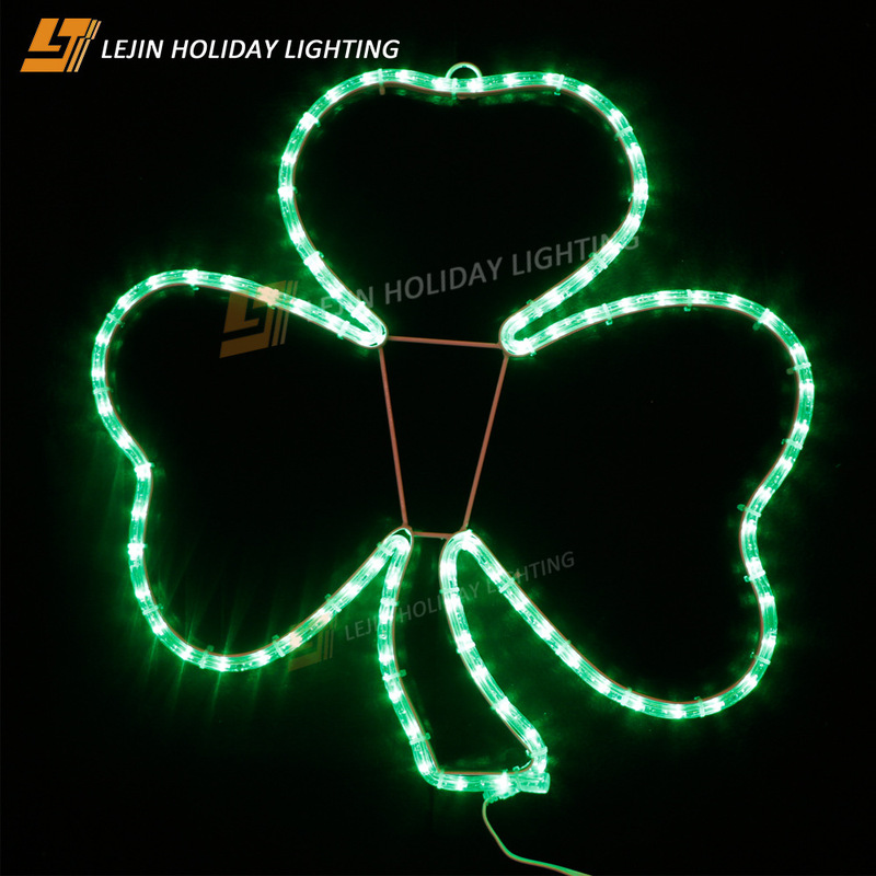 Customized 2D Clover Shape Lamp 110V Outdoor Waterproof Led Christmas Decorative Lamp Pvc Rainbow Tube Landscape Lamp