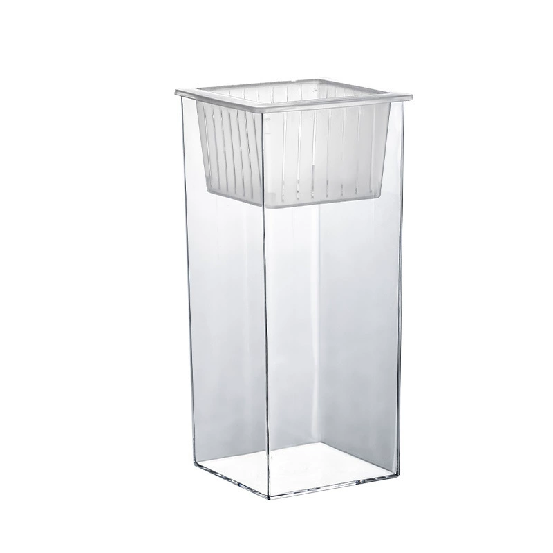 Transparent square rich bamboo hydroponic flower vase ornaments fish tank container goldfish green plant ornamental micro landscape ecological tank