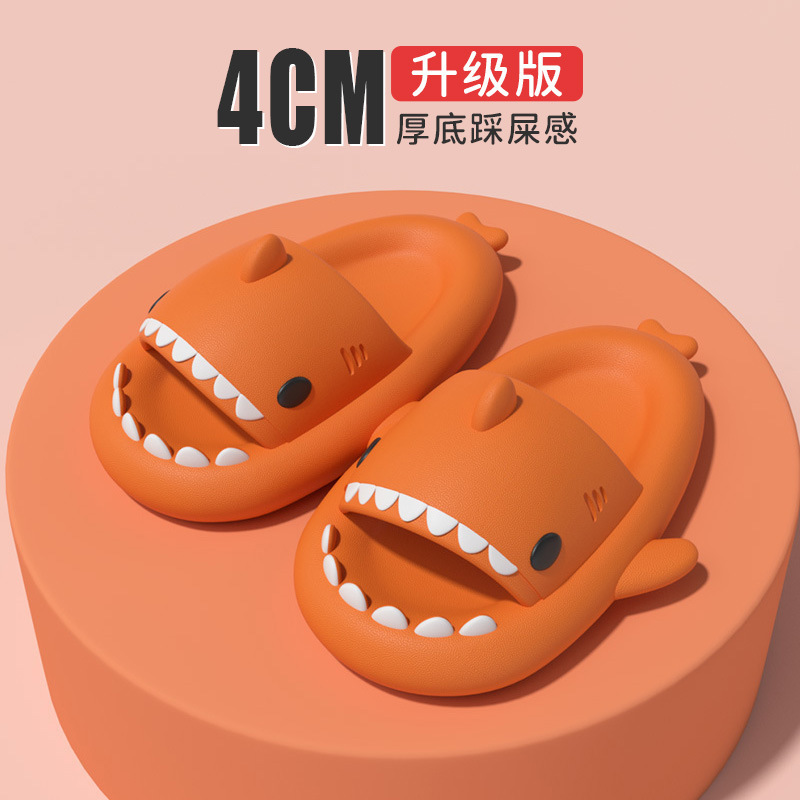 Transfronteriza de segunda generación de fondo engrosado tiburón pareja zapatillas de mujer Zapatillas slip-on interior y al aire libre divertido hogar sandalias de dibujos animados