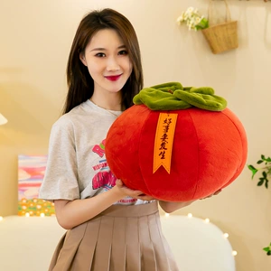 Creative Persimmon Ruyi Pillow Plush Toy Round Pillow Northern Big Persimmon Shape Good Meaning Gift Cross-border