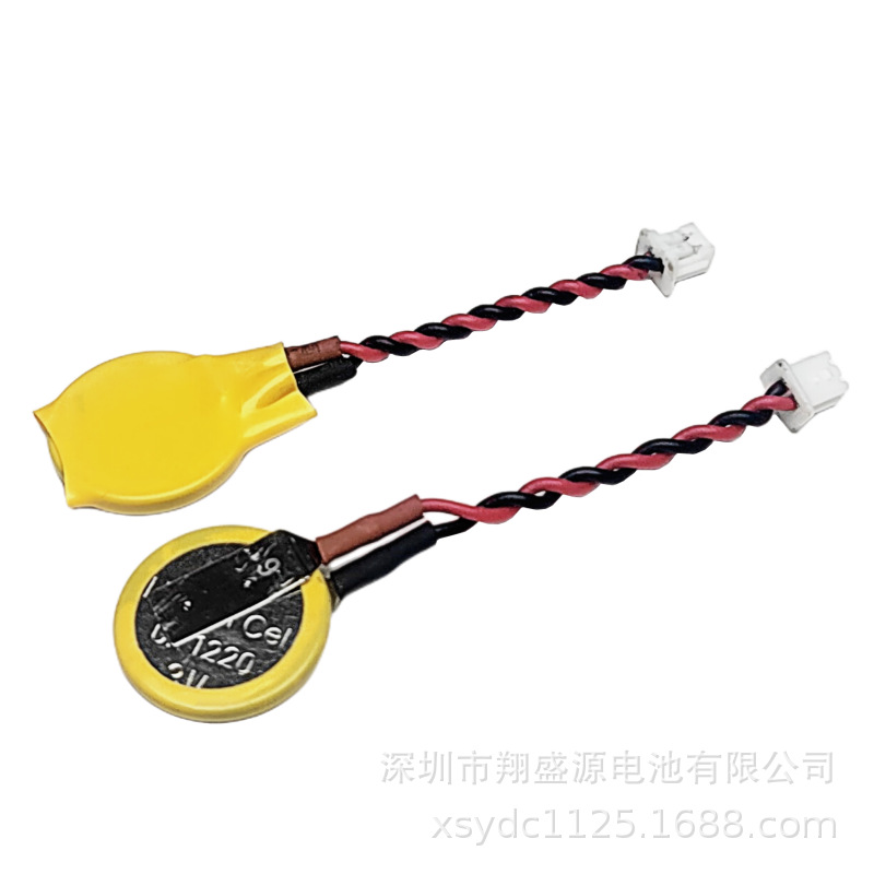源头工厂现货CR1220出线带插头电池CR1220带端子线2P1.25MM电池