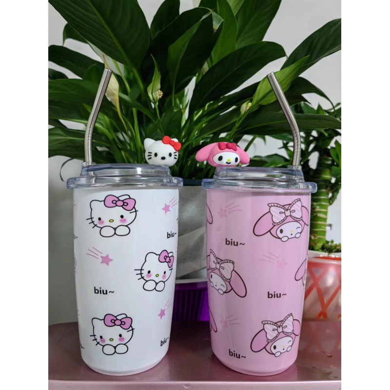 Sanli o Yugui perro coolomi 304 taza de vacío chica de alto aspecto lindo de los niños en línea Rojo estudiante KT gato taza de agua