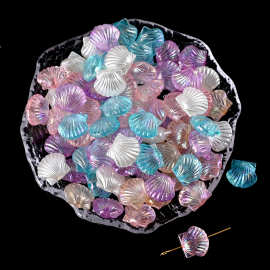 树脂电镀贝壳小配件幻彩贝壳配件穿孔diy小饰品配件奶油胶配件