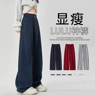 2026设计感抽绳运动休闲裤女2025春夏新款高腰宽松显瘦直筒阔腿卫