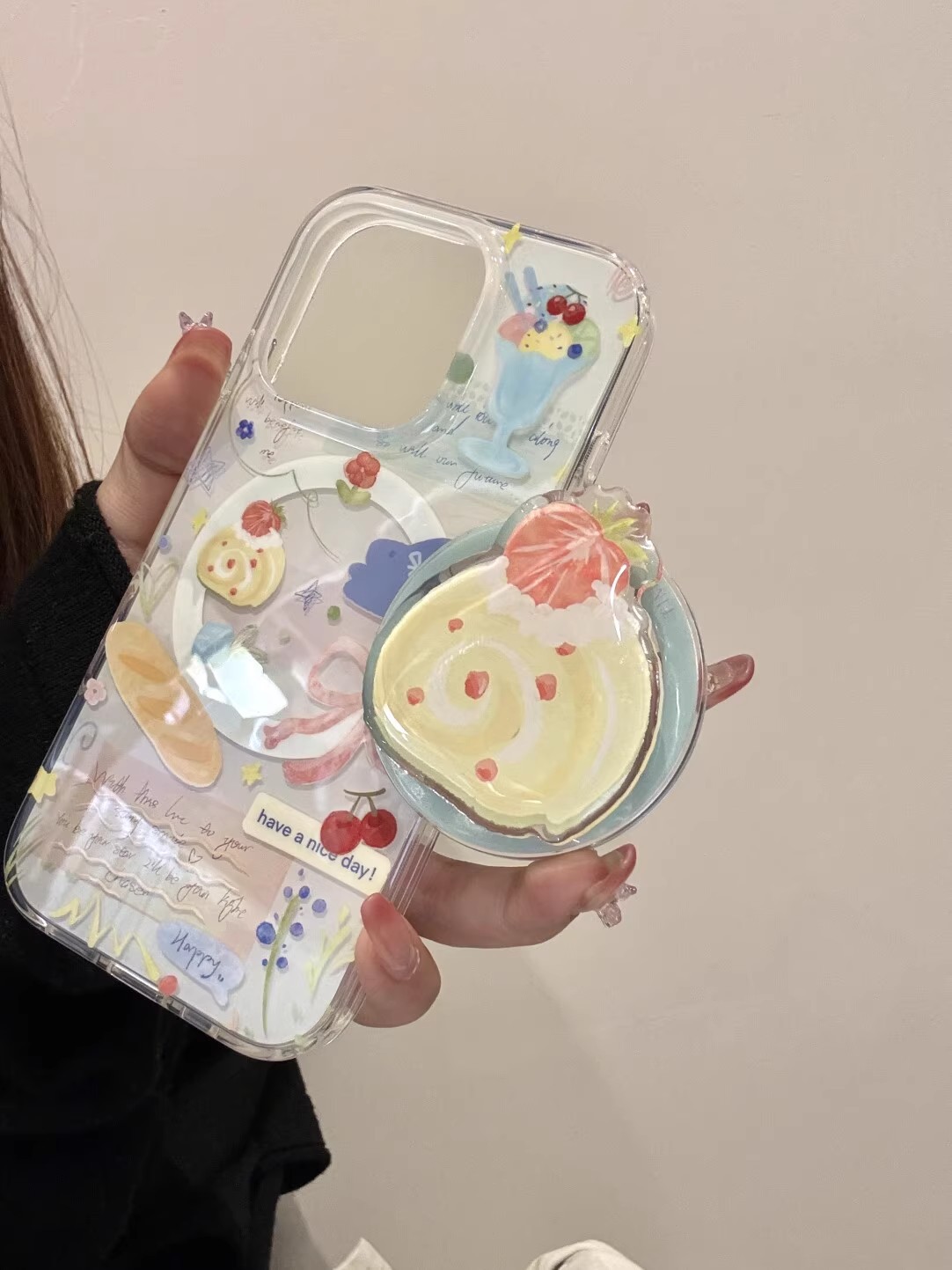 Strawberry Swiss Roll Phone Case For Iphone 16 Pro Max 17 14 13_voghion.com