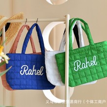 etsy热销个性绣花定 制韩版腋下包洋气简约单肩斜挎托特包