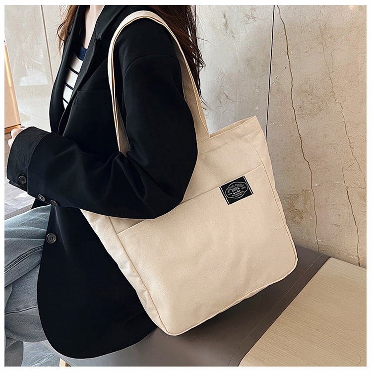 Title 1, Borsa a mano in tela stile preppy da donna, tin...