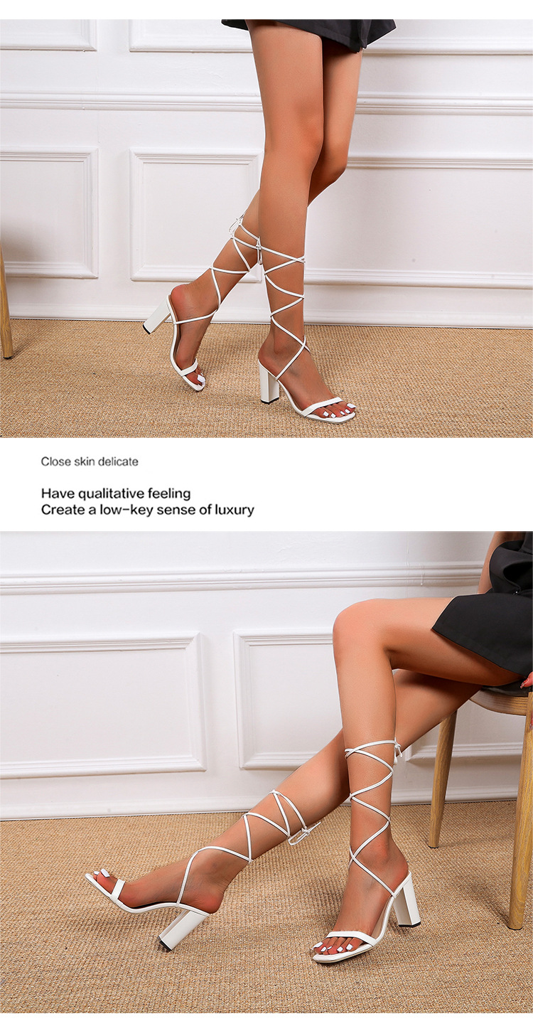 Women's Sexy Solid Color Square Toe Strappy Sandals display picture 5