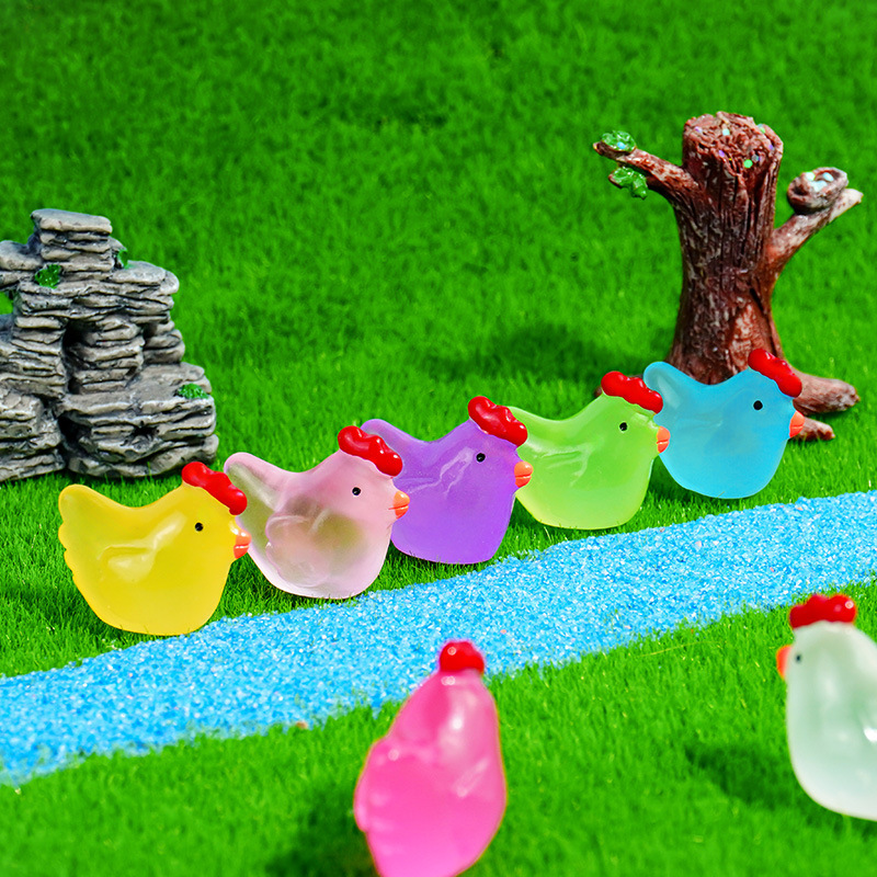 Micro paisaje jardinería musgo paisajismo bricolaje accesorios de decoración hechos a mano lindo animal gallina pequeña decoración luminosa