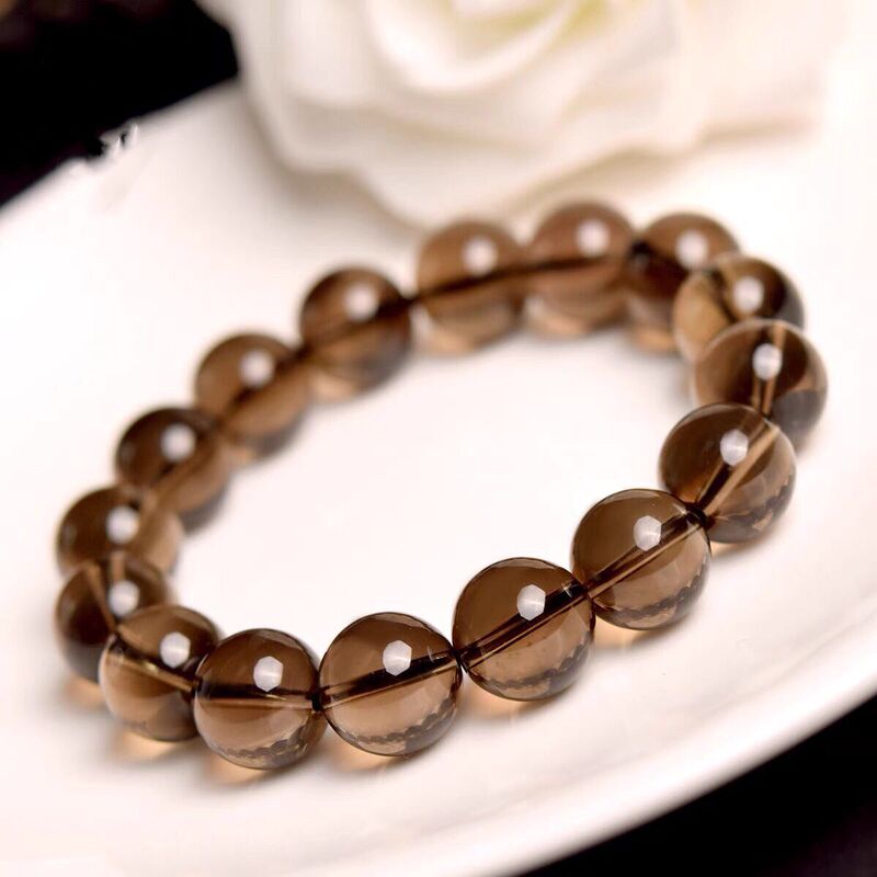 Natural tea crystal bracelet women's smoky Crystal men's single ring bracelet tea crystal net body quality couple fashion jewelry