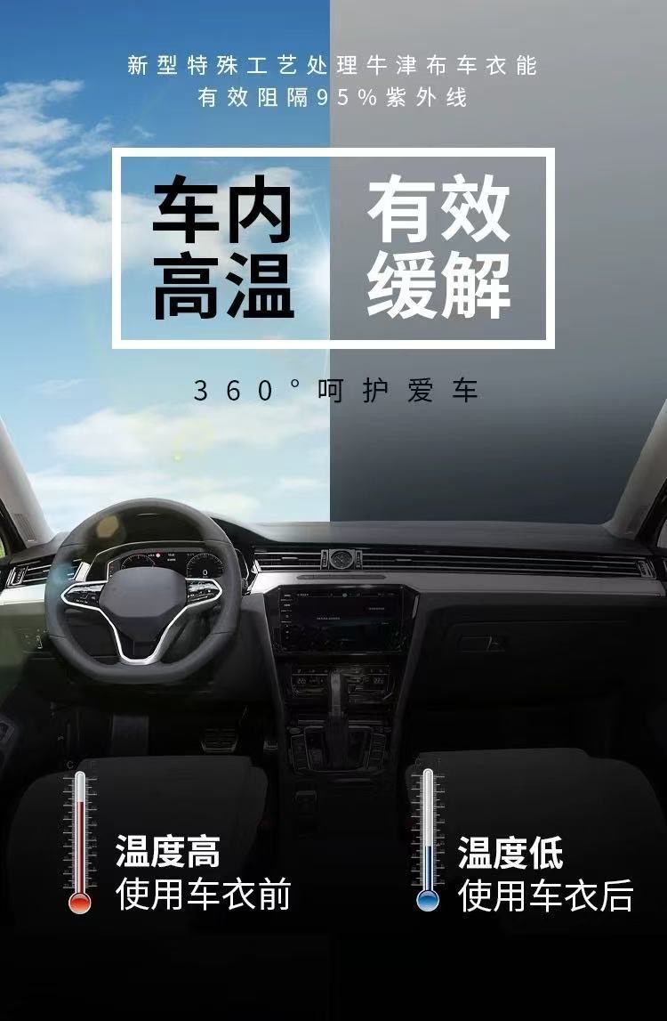 Oxford Cloth Car Cover, Sun-Proof, Rain-Proof, Heat-Insulating, Thickened Sunshade and Dust-Proof Cover, Universal Car Cover for All Seasons