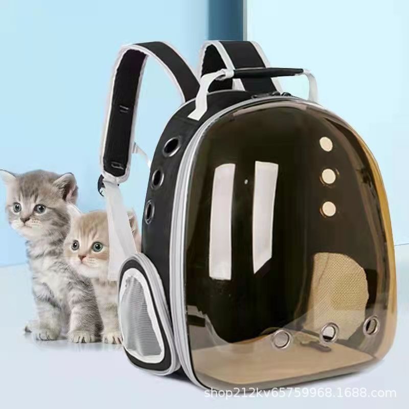 宠物猫包外出便携背包侧开透气宠物双肩包时尚透明全景批发猫包|undefined
