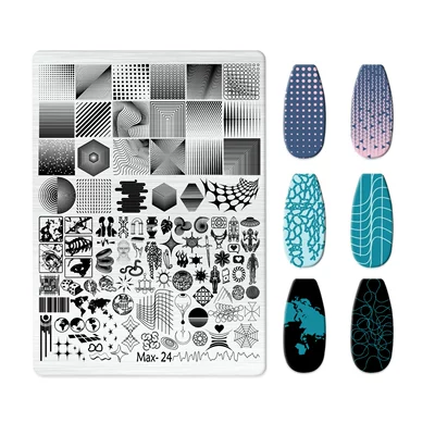 Dırnaq bəzəkləri | Plate Nail Art Steel Plate New - max-024-with-backplane
