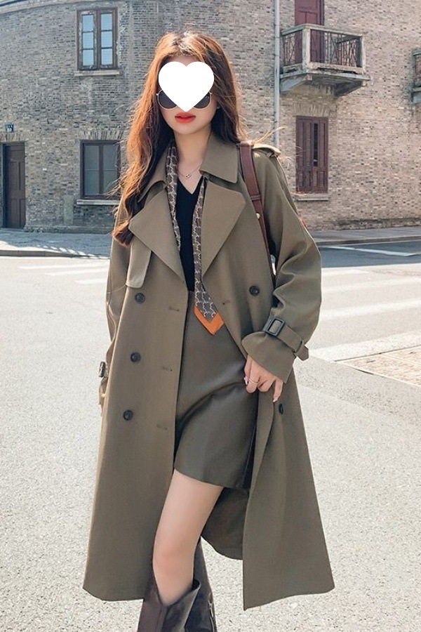 法式风衣外套女2025新款春秋收腰垂感洋气中长款感风衣女直销跨境