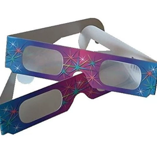 Одноразовые бумажные 3D поляризационные очки Фейерверк Дифракционное разделение света