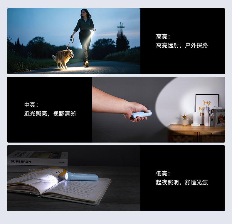 Kangming Km-8981 Replaceable Lithium Battery Strong Light Mini Portable Long-Range Flashlight for Home Use