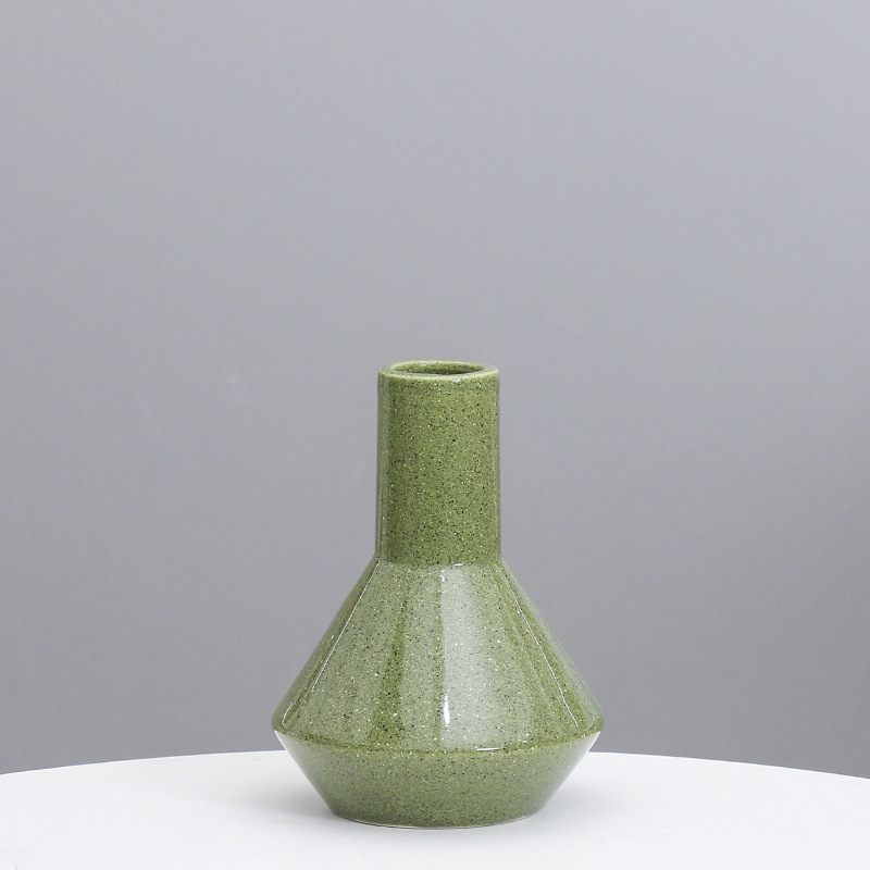 Moderno simple rojo cerámica pequeño florero decoración flor seca arreglo salón TV gabinete decoración del hogar flor Ware al por mayor