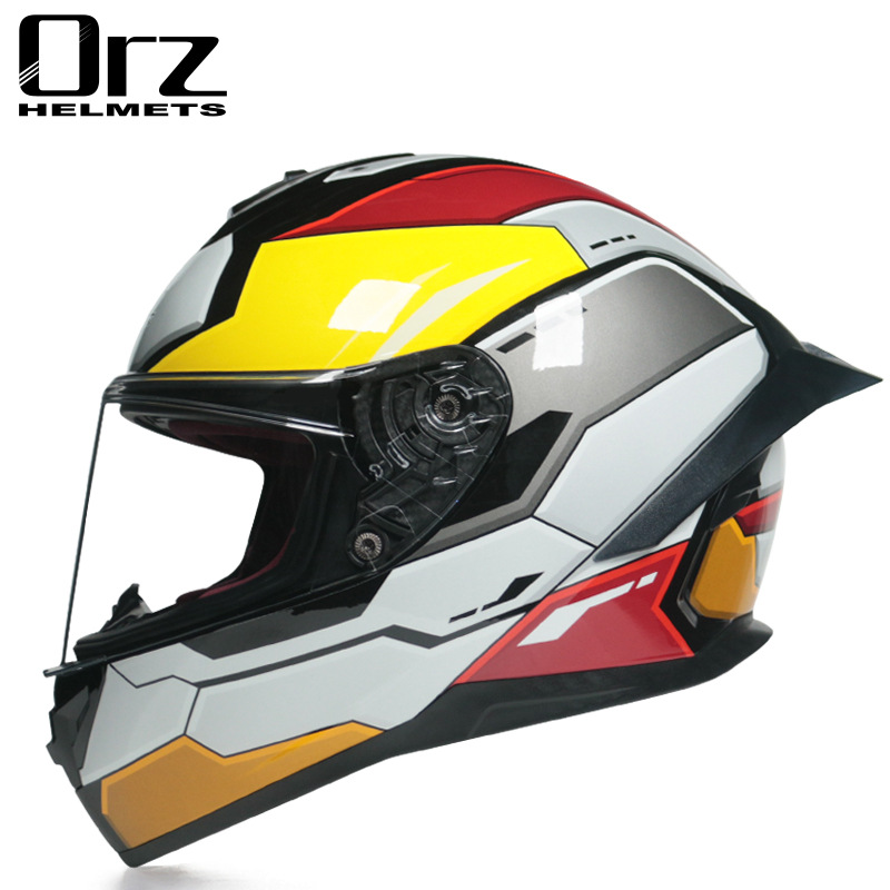 Casco de motocicleta Orz para hombres y mujeres, casco integral de verano con gran alerón trasero para todas las estaciones, certificado por DOT, transfronterizo.