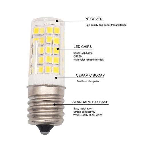 LED玉米灯泡E17-5W-52D陶瓷直插光源110V/220V冰箱冷柜灯泡