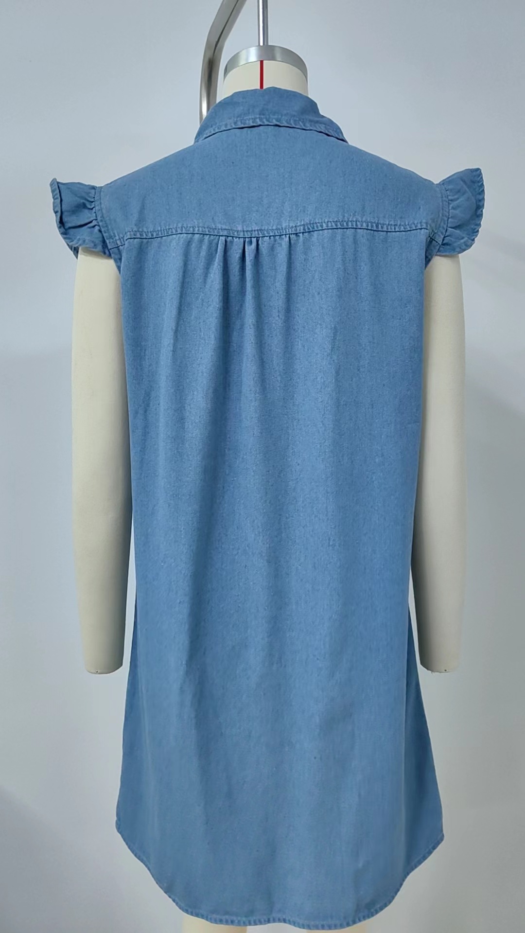 Women Clothing Spring Summer Washed Denim Vest Dress Midi Dress