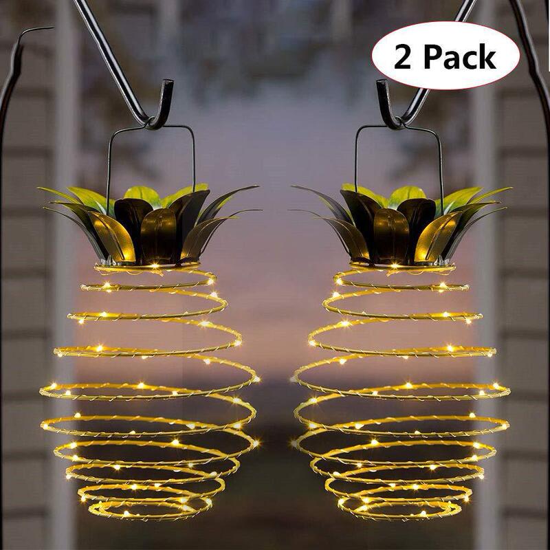 Cross-Border Solar Lights Pineapple Iron Lanterns Led Copper Wire String Lights Outdoor Waterproof Garden Decorative Hanging Lights