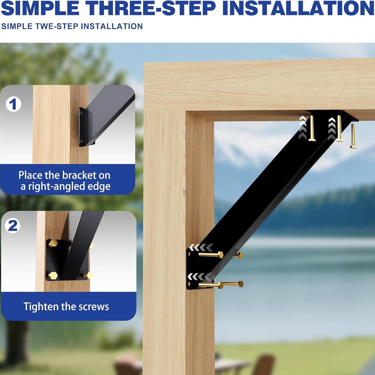Soporte Oblicuo para Pérgola Exterior, Personalizable, Conexión Roscada, para Vigas