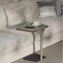 意式轻奢马鞍皮边几创意不锈钢小茶几简约角几移动方形小桌子