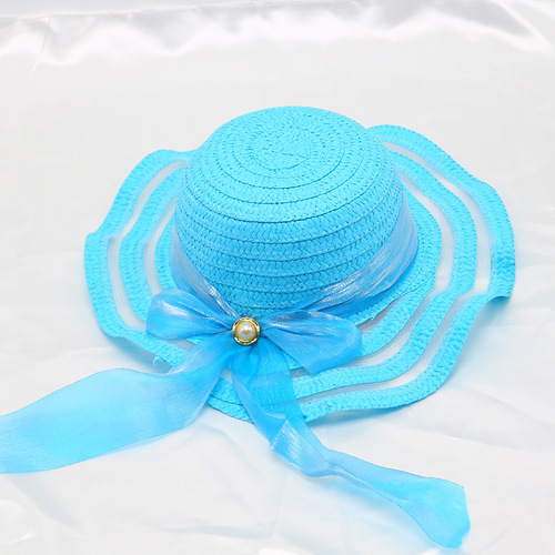 Children's Grass Hat, Girl Baby Outdoor Outing Cartoon Sun Hat Beach Hat Summer Cute Sun Protection Hat Folding