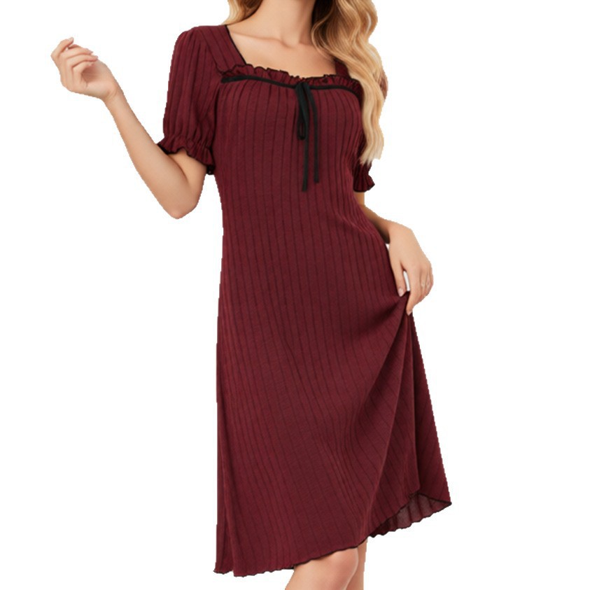 Casal hogar arco de hormigón mangas cortas vestido de dormir largo se puede usar vestido elegante dulce perezoso