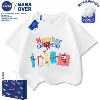 NASA儿童Numberblocks纯棉短袖数字积木卡通可爱中大童装T恤上衣