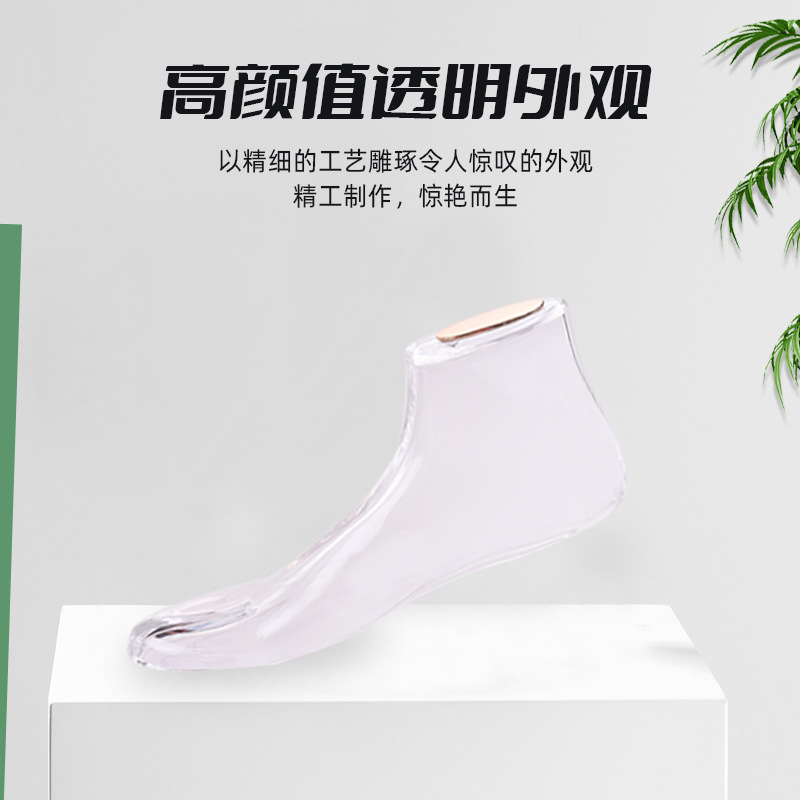 Molde de pie de acrílico al por mayor de fábrica 37 tamaño molde de pie plano molde de zapato transparente soporte de zapato sandalias soporte zapato último molde de zapato de cristal
