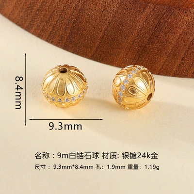 Inlaid with Red and Green Diamonds | Zərgərlik ara hissələri - 9mm-white-zircon-ball