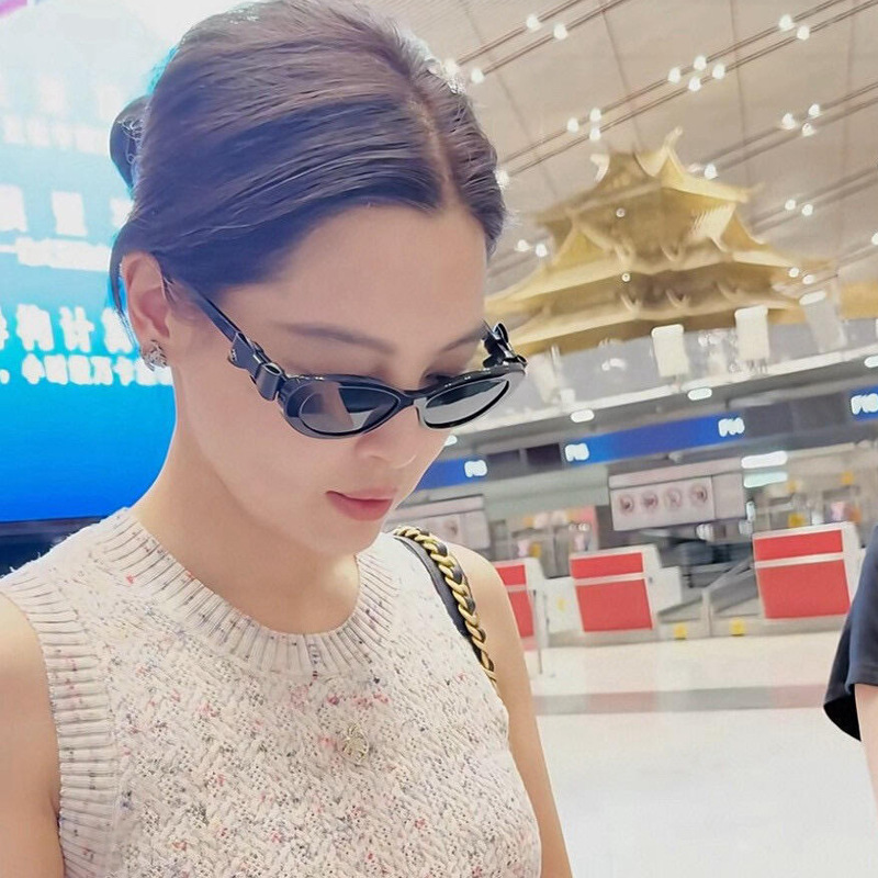 辛芷蕾同款猫眼板材太阳眼镜女可拆卸蝴蝶结墨镜CH9181可配近视镜|undefined
