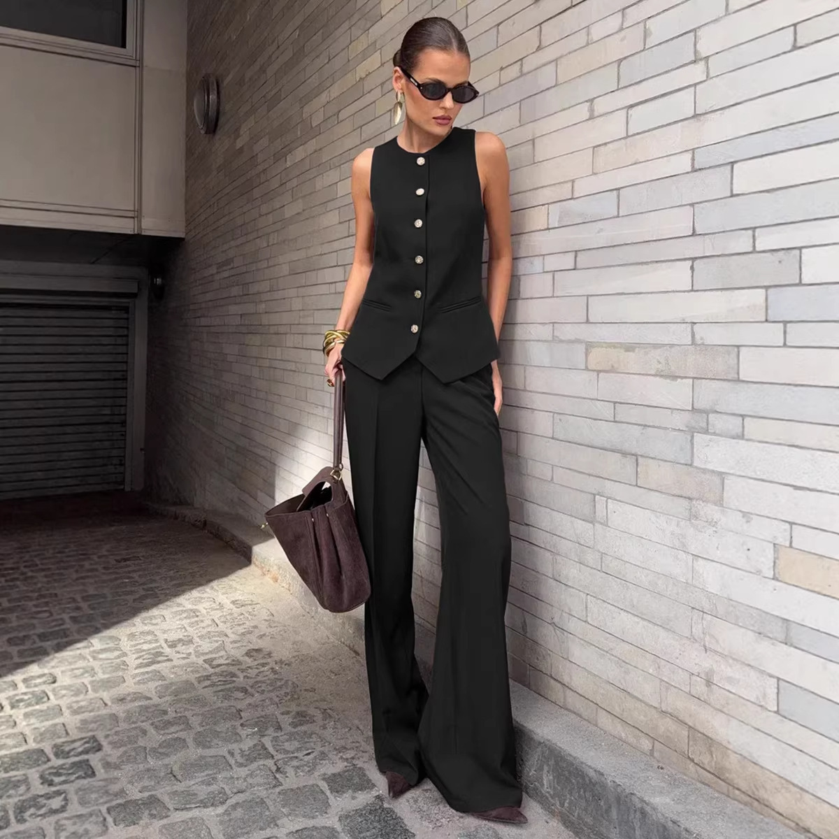 Women's Clothing Elegant Commuter Suit Vest And Trousers Set Spring Summer New_voghion.com