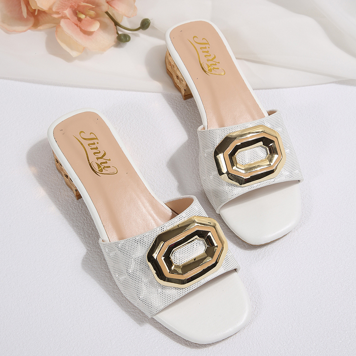 Sandalias de Tacón Alto para Mujer de Cuero Sintético con Puntera Cuadrada y Tacón Grueso para Uso Diario image 6