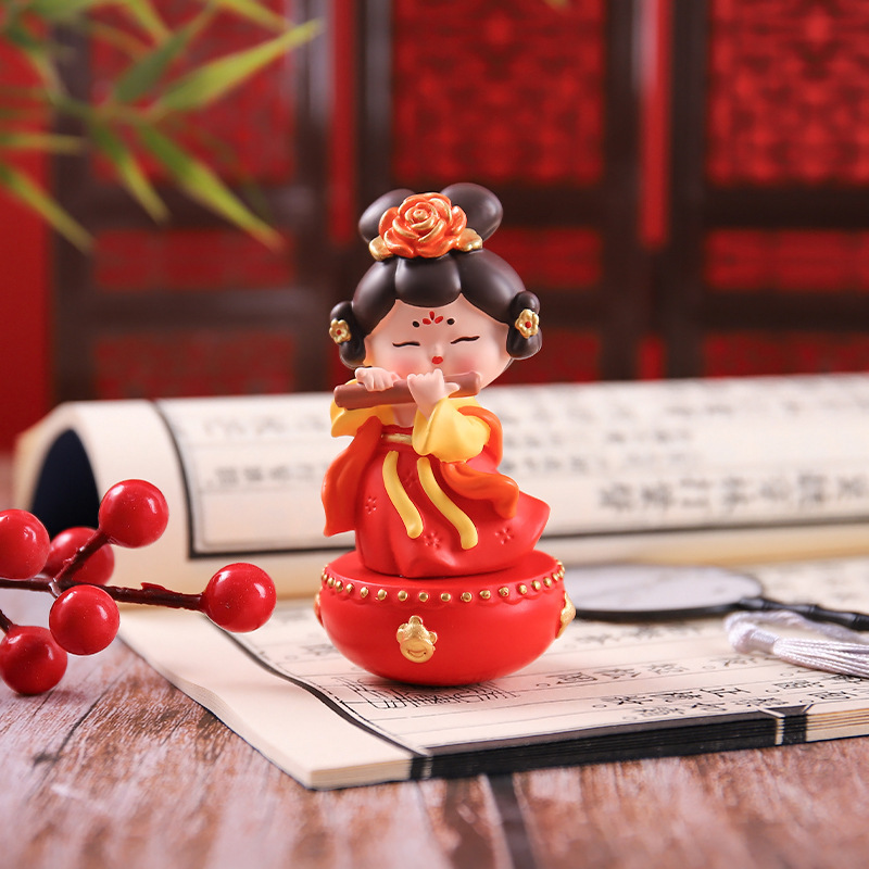 新款国风古典唐宫赋不倒翁小姐姐小号摆件创意桌面摆件送朋友礼物|undefined