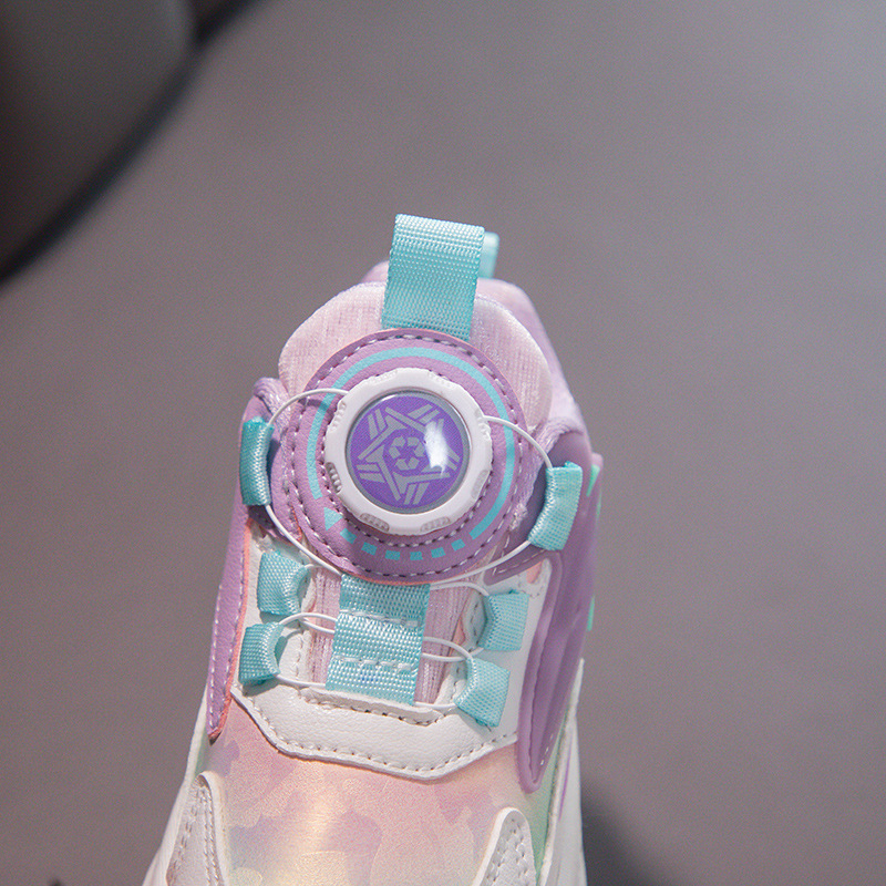 Chaussures de sport pour filles, style coréen, bouton rotatif, idéales pour le printemps et l'automne, en cuir imperméable._voghion.com