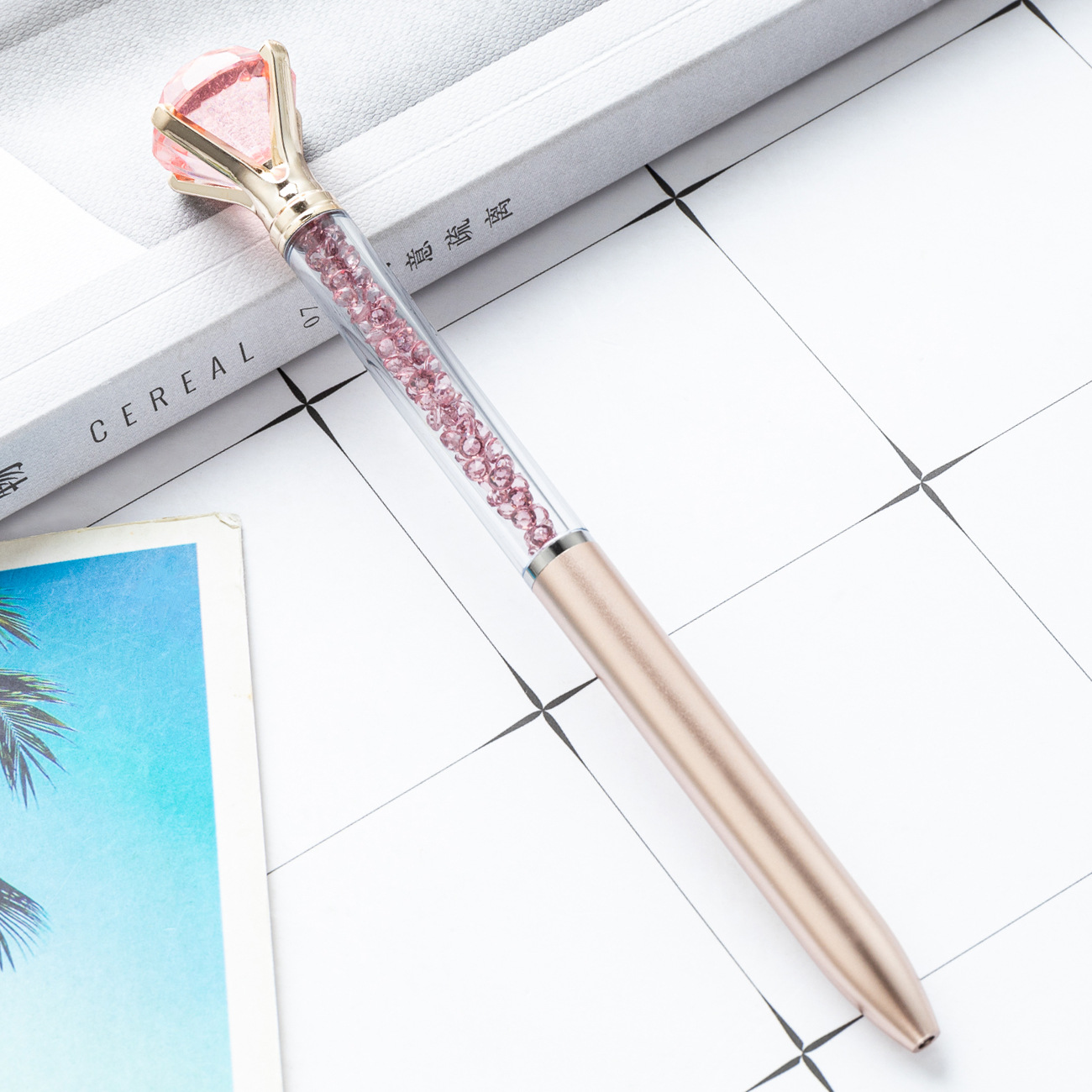 Papelería para estudiantes nuevo bolígrafo de plástico al por mayor bolígrafo de diamante creativo de alto valor bolígrafo de cristal de oficina