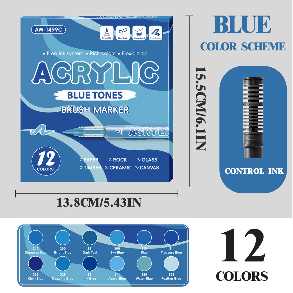 Líquido directo tipo blando acrílico marcador conjunto de pincel de color plegable estudiantes dibujo de color de piel animado acrílico colorido