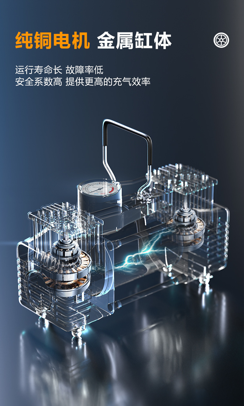 Car Air Pump, Dual-Cylinder-Like 12V High-Power Car Tire Inflator, Portable Car Air Pump