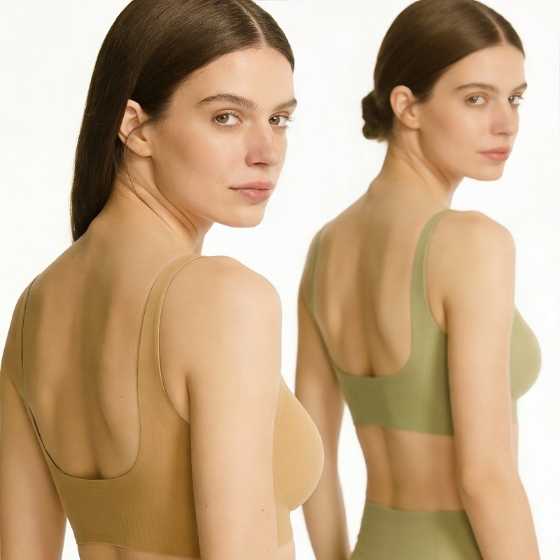 Seamless V-neck Bra For Women - Comfortable Wireless Support_voghion.com