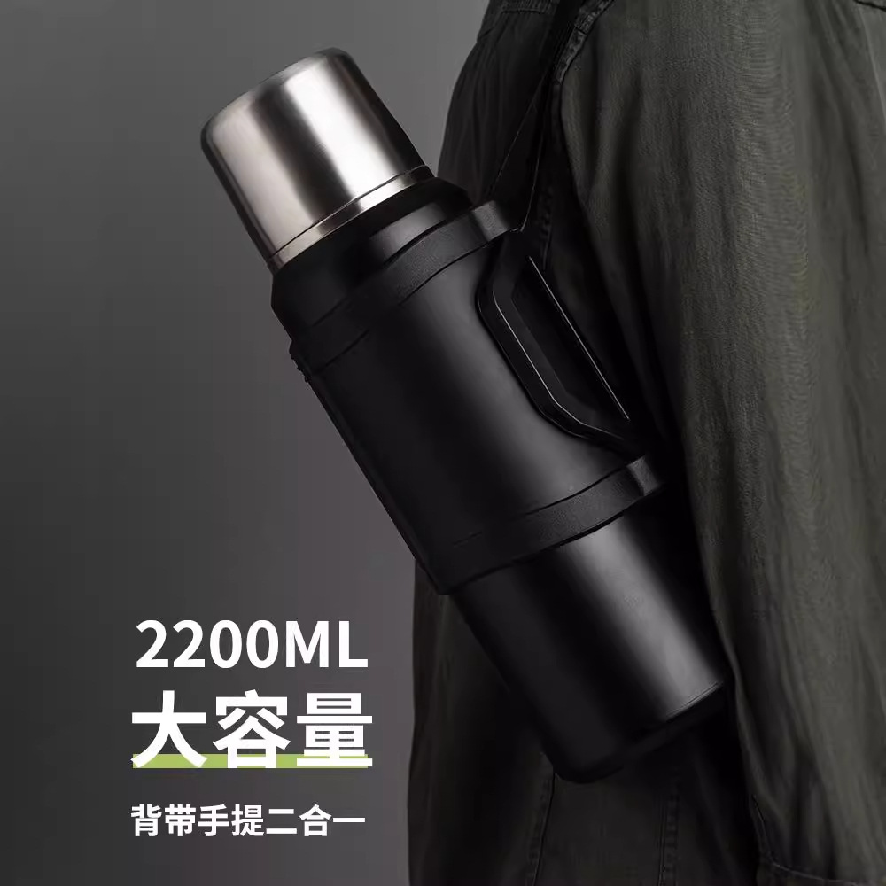 316 tazas de acero inoxidable al aire libre viajes de montaña hervidor de agua caliente doméstico de gran capacidad 2.2L tazas de agua para hombres y mujeres
