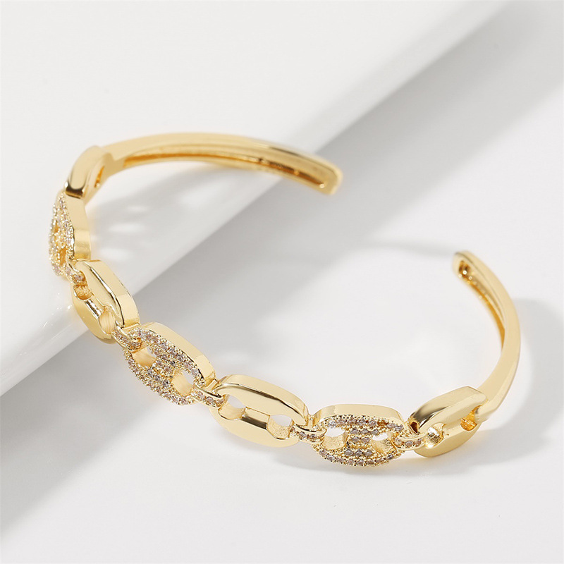 copper inlaid zircon simple open bracelet jewelry accessories Nihaojewelry