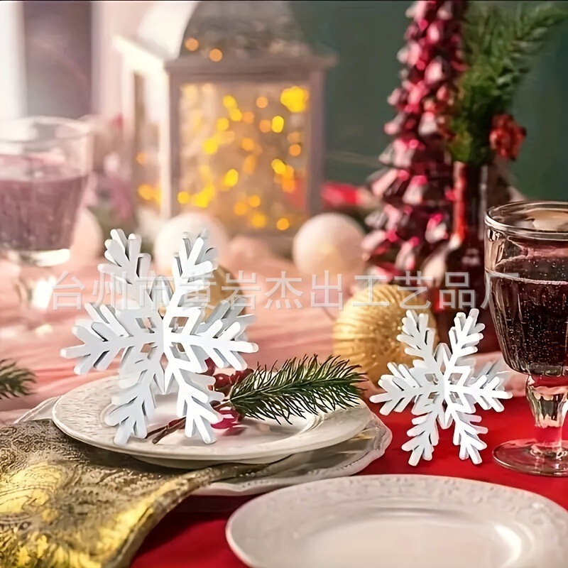 クロスボーダー新製品クリスマススノーフレークオーナメント 3D ウッドチップスプライシングデスクトップクリエイティブ装飾パーティーカラフルなスノーフレーク卸売|undefined