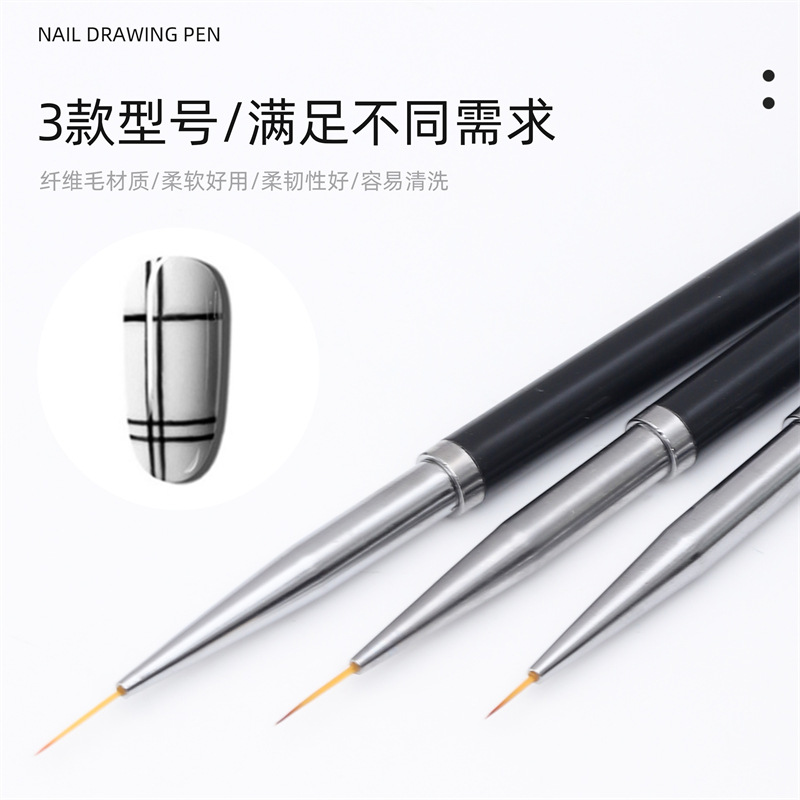 Cruz-frontera Caliente 3 Unids rosa de oro pluma de dibujo de metal titular de la pluma de uñas de pintura de la pluma gancho pluma de dibujo de línea traje