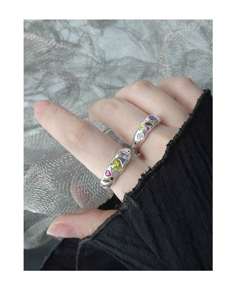 Fashion Geometric Silver Plating Zircon Open Ring
