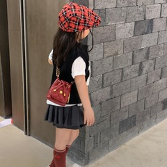 子供用バッグ秋冬新作紐引きツバキ花小香風ミニ女の子斜め掛けアクセサリー口紅バッグ