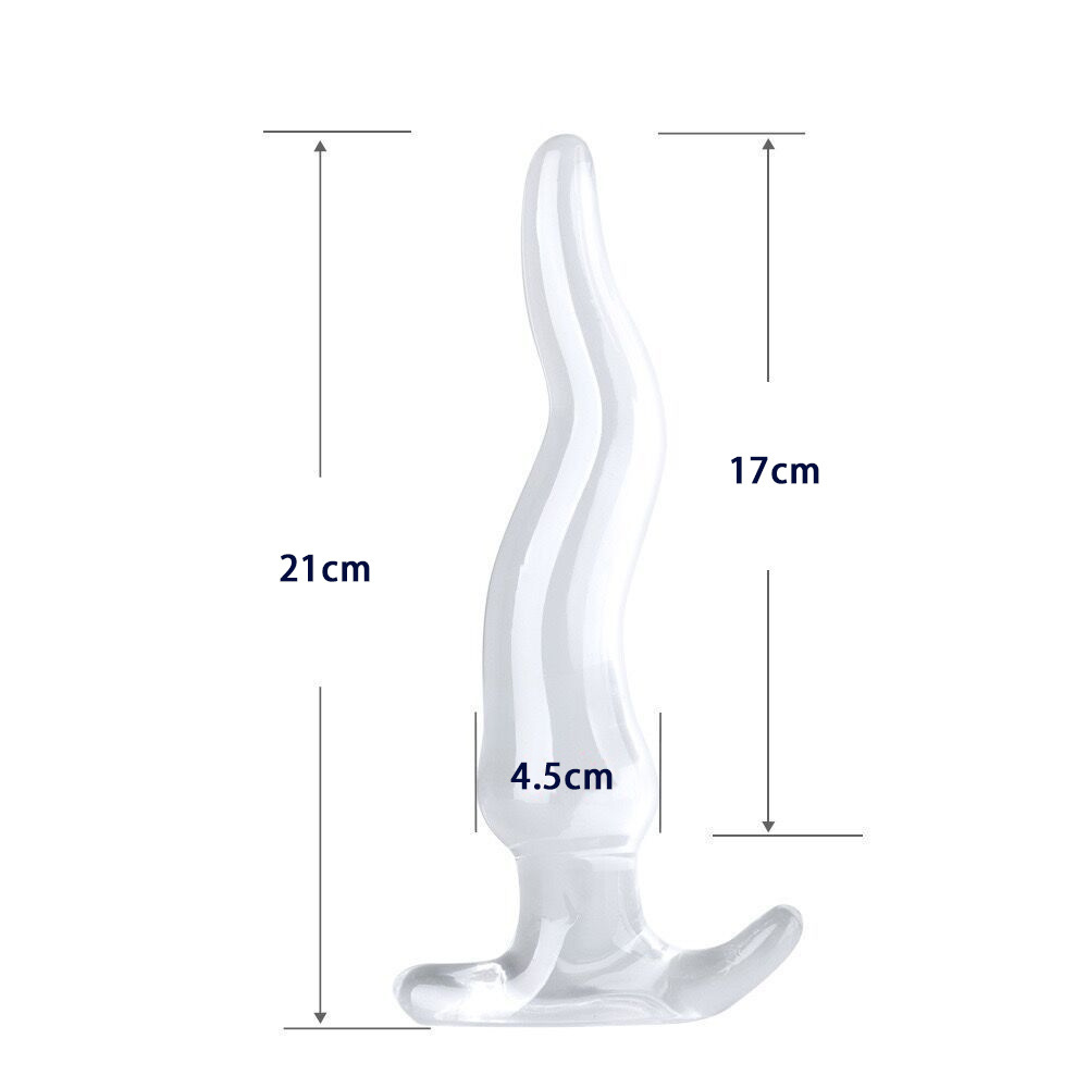 Transparent Oversized Anal Plug, TPE Rear Massager for Adults, White Crystal Finish — detail image 5