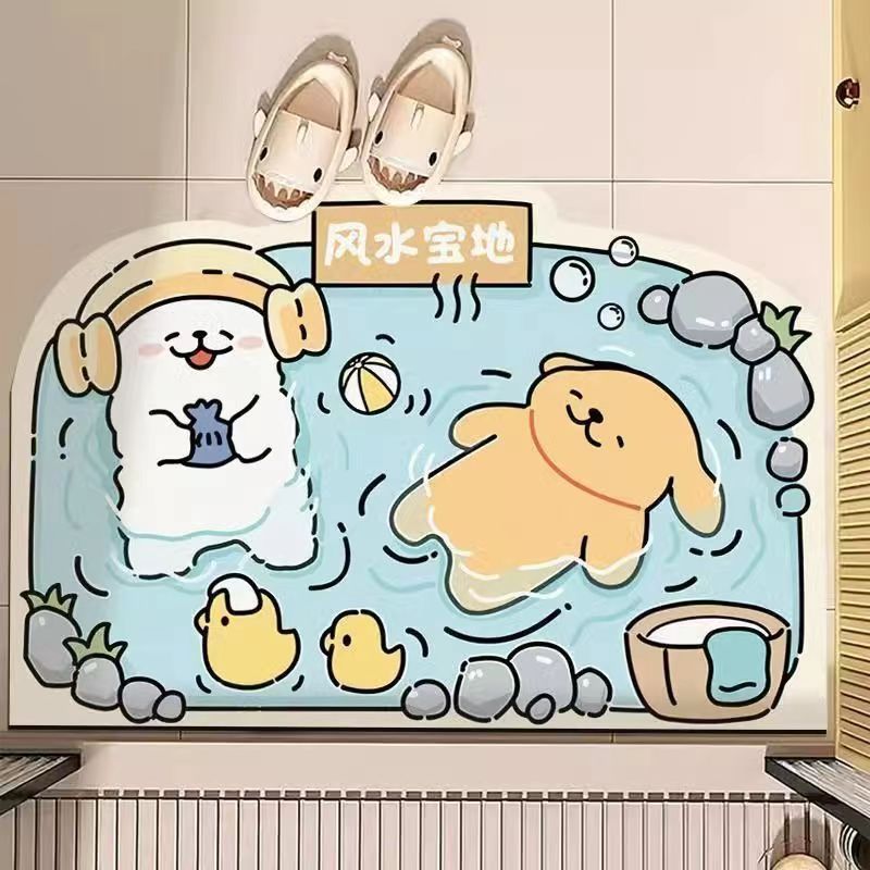 Cartoon Bathroom Floor Mats, Water-Absorbent, Quick-Drying, Non-Slip Mats, Stain-Resistant and Easy to Care For, Bathroom Door Mats Wholesale
